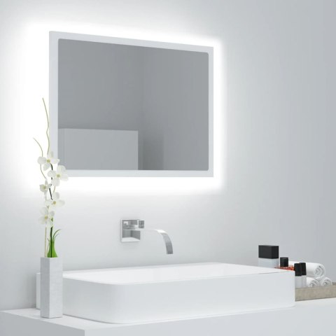  Lustro łazienkowe z LED, białe, 60x8,5x37 cm, akryl