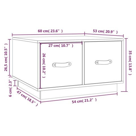  Stolik kawowy, 60x53x35 cm, lite drewno sosnowe