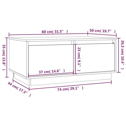  Stolik kawowy, 80x50x35 cm, lite drewno sosnowe