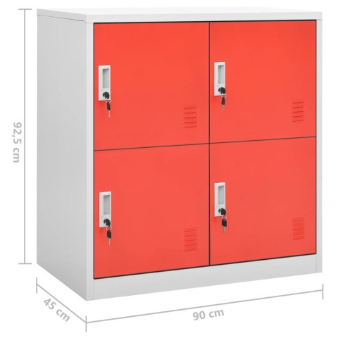  Szafki zamykane, 5 szt., jasnoszaro-czerwone, 90x45x92,5 cm