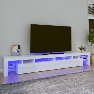  Szafka pod TV z oświetleniem LED, biała, 260x36,5x40 cm