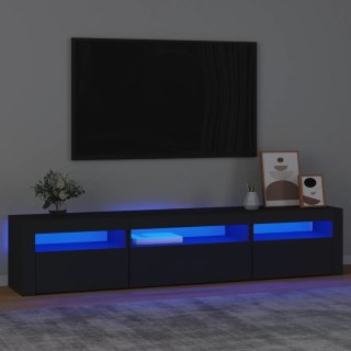  Szafka pod TV z oświetleniem LED, czarna, 195x35x40 cm