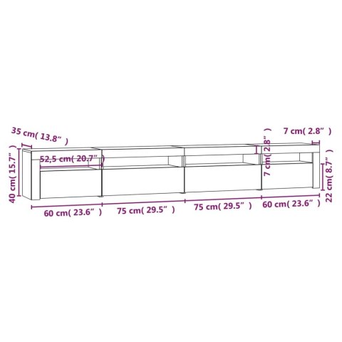  Szafka pod TV z oświetleniem LED, czarna, 270x35x40 cm