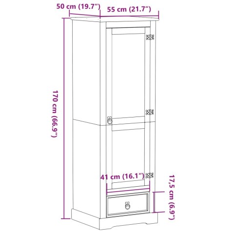  Szafa Corona, 55x50x170 cm, lite drewno sosnowe