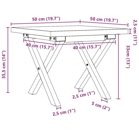  Stolik kawowy z nogami w kształcie litery X, 50x50x35,5 cm