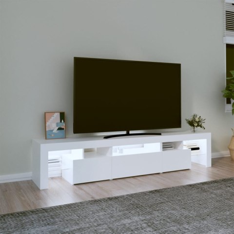  Szafka pod TV z oświetleniem LED, biała 200x36,5x40 cm