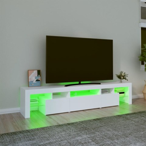  Szafka pod TV z oświetleniem LED, biała 200x36,5x40 cm