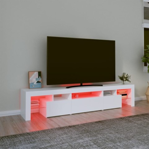  Szafka pod TV z oświetleniem LED, biała 200x36,5x40 cm