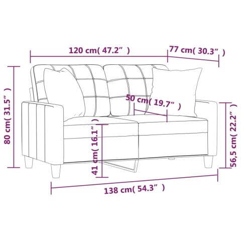  2-os. sofa z poduszkami, winna czerwień, 120 cm, sztuczna skóra