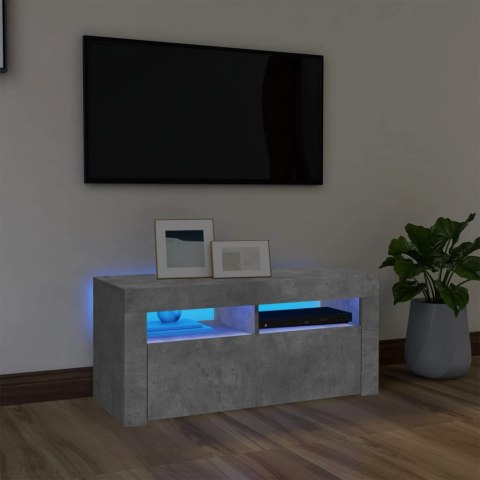  Szafka TV z oświetleniem LED, szarość betonu, 90x35x40 cm