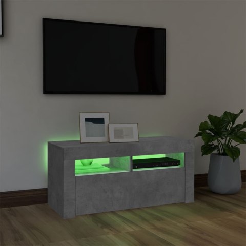  Szafka TV z oświetleniem LED, szarość betonu, 90x35x40 cm