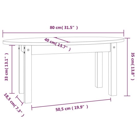  Stolik kawowy, szary, 80x40x35 cm, lite drewno sosnowe