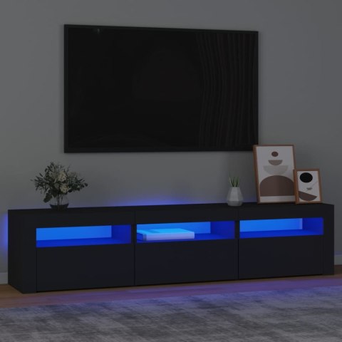  Szafka pod TV z oświetleniem LED, czarna, 180x35x40 cm