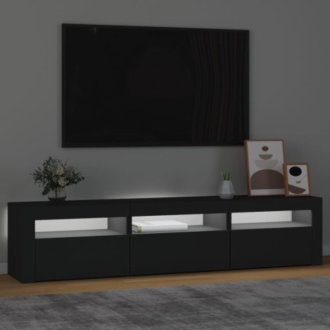  Szafka pod TV z oświetleniem LED, czarna, 180x35x40 cm