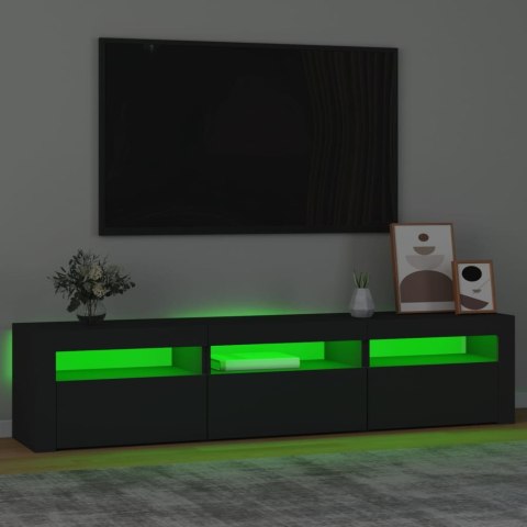  Szafka pod TV z oświetleniem LED, czarna, 180x35x40 cm