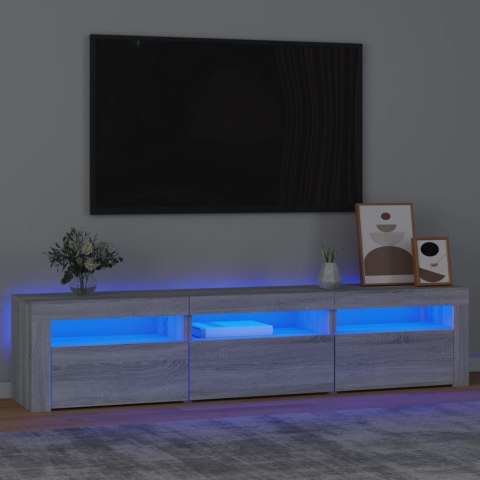  Szafka pod TV z oświetleniem LED, szarość sonoma, 180x35x40 cm