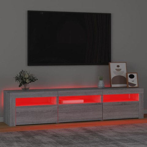  Szafka pod TV z oświetleniem LED, szarość sonoma, 180x35x40 cm