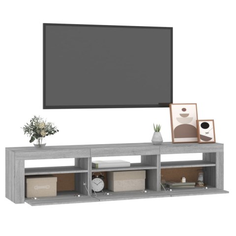  Szafka pod TV z oświetleniem LED, szarość sonoma, 180x35x40 cm