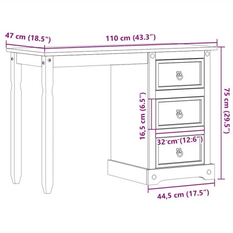  Toaletka Corona, 110x47x75 cm, lite drewno sosnowe