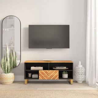  Szafka pod TV, brązowo-czarna 100x33,5x46 cm, lite drewno mango