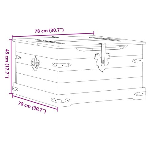  Skrzynia Corona, 78x78x45 cm, lite drewno sosnowe