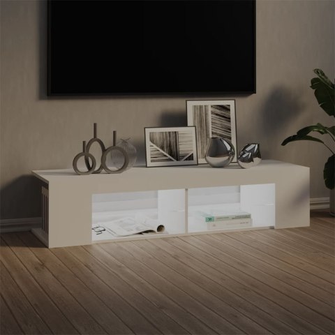  Szafka TV z oświetleniem LED, biała, 135x39x30 cm