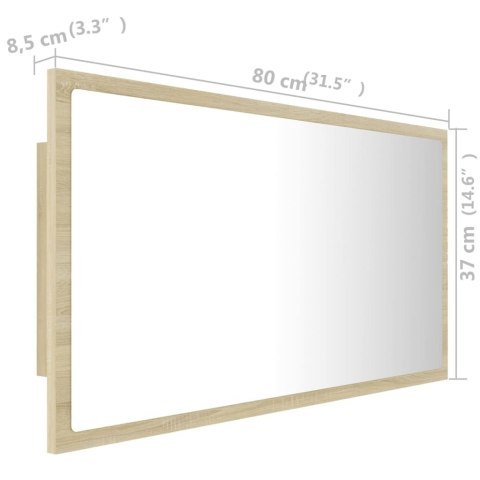  Lustro łazienkowe LED, kolor dąb sonoma, 80x8,5x37 cm, akryl