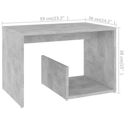  Stolik, szarość betonu, 59x36x38 cm, materiał drewnopochodny