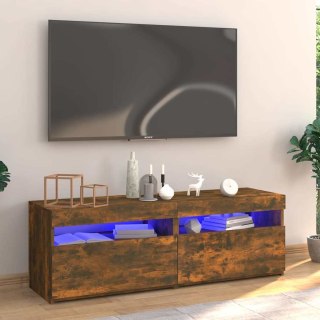  Szafka pod TV z oświetleniem LED, przydymiony dąb, 120x35x40 cm